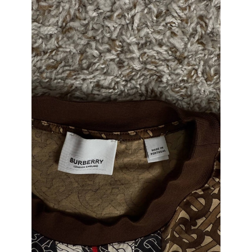 Burberry Stripe Monogram Short Sleeve Brown T-Shirt Men's Size Medium - Picture 7 of 12